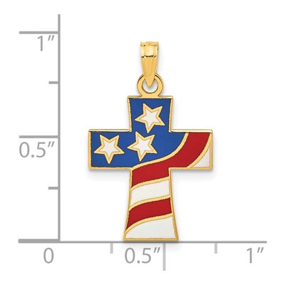 14K Yellow Gold American Flag Cross Pendant – view 4