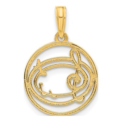 14K Yellow Gold Music Notes Treble Clef Pendant – view 4