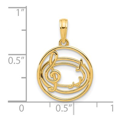 14K Yellow Gold Music Notes Treble Clef Pendant – view 5