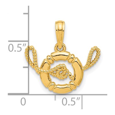 14K Yellow Gold Life Preserver Pendant – view 4