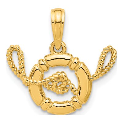 14K Yellow Gold Life Preserver Pendant
