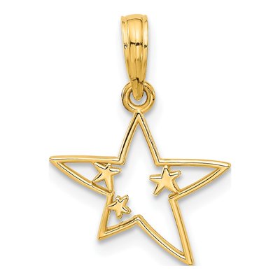 14K Yellow Gold Stars Pendant