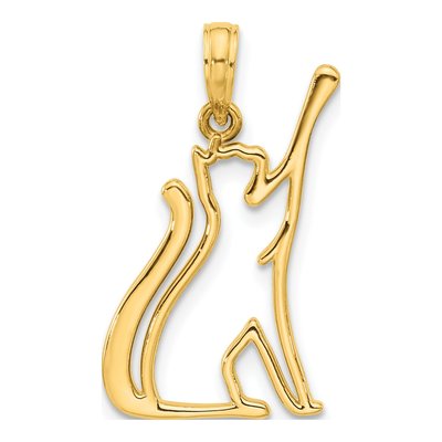 14K Yellow Gold Cat Pendant