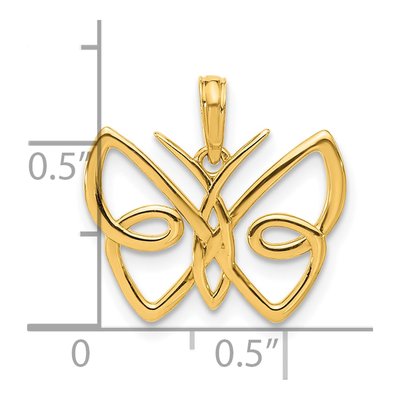 14K Yellow Gold Butterfly Pendant – view 4