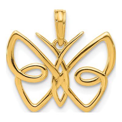 14K Yellow Gold Butterfly Pendant