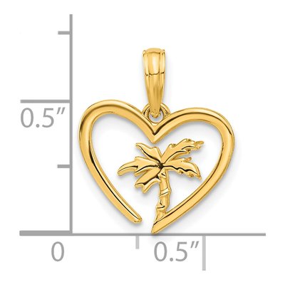 14K Yellow Gold Palm Tree Heart Pendant – view 5