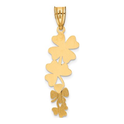 14K Yellow Gold Green Enamel Clover Pendant – view 3