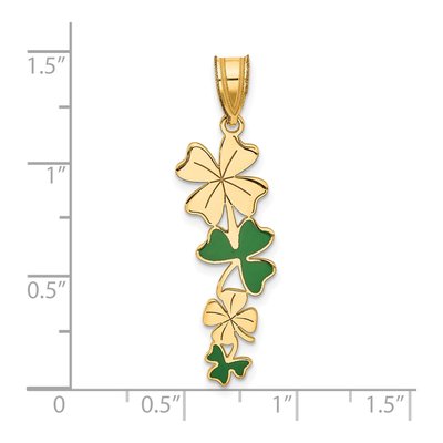 14K Yellow Gold Green Enamel Clover Pendant – view 4