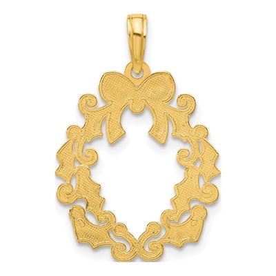 14K Yellow Gold Christmas Wreath Pendant – view 3