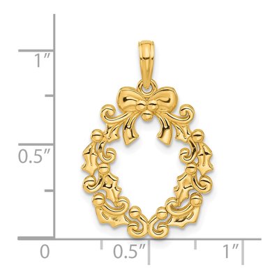 14K Yellow Gold Christmas Wreath Pendant – view 4