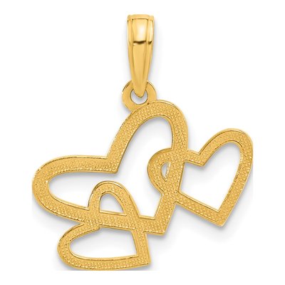 14K Yellow Gold Triple Heart Pendant – view 4
