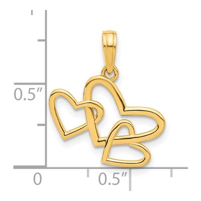 14K Yellow Gold Triple Heart Pendant – view 5
