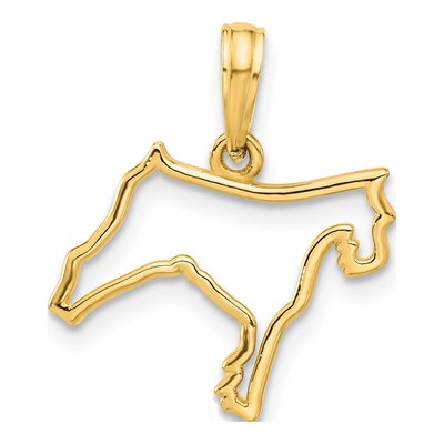 14K Yellow Gold Dog Outline Pendant
