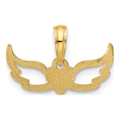 14K Yellow Gold Heart Wings Charm – view 3