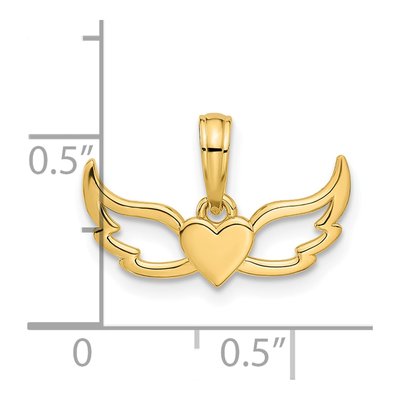 14K Yellow Gold Heart Wings Charm – view 4