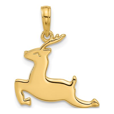 14K Yellow Gold Prancing Reindeer Charm
