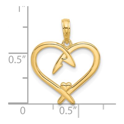 14K Yellow Gold Fancy Heart Pendant – view 3