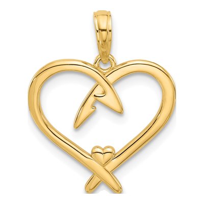14K Yellow Gold Fancy Heart Pendant