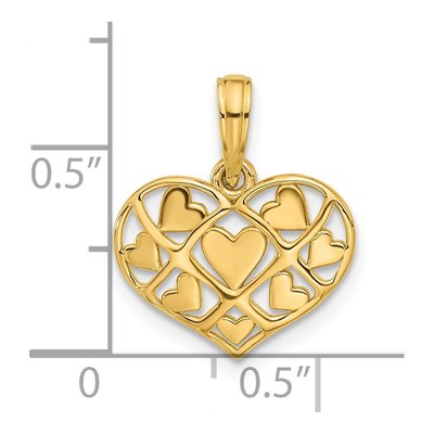 14K Yellow Gold Hearts Heart Charm – view 4