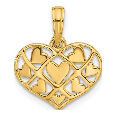 14K Yellow Gold Hearts Heart Charm
