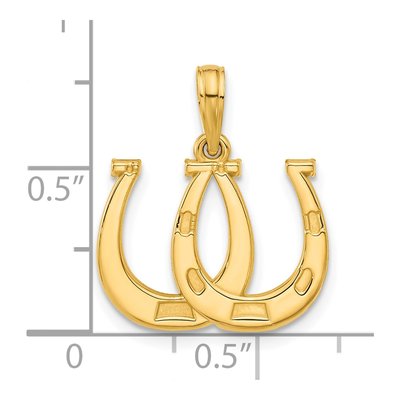 14K Yellow Gold Double Horseshoe Pendant – view 4
