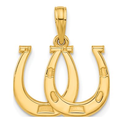 14K Yellow Gold Double Horseshoe Pendant