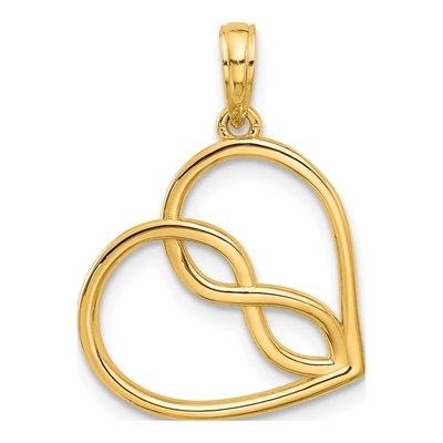 14K Yellow Gold Infinity Heart Pendant