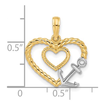 14K Yellow Gold Rope Heart Anchor Pendant – view 3