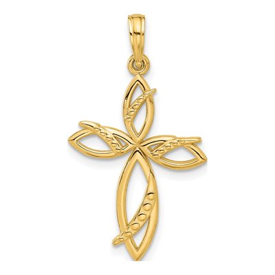 14K Yellow Gold Fancy Cross Charm