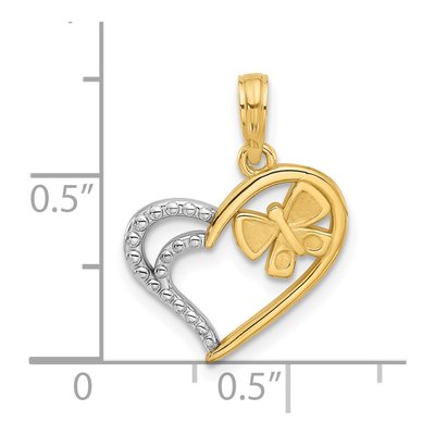 14K Yellow & Rhodium With White Fancy Heart And Butterfly Charm – view 3
