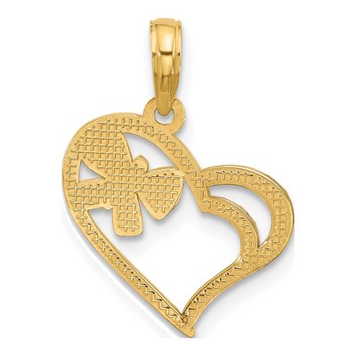 14K Yellow & Rhodium With White Fancy Heart And Butterfly Charm – view 4