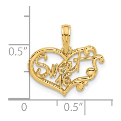 14K Yellow Gold Sweet 16-Heart Pendant – view 3