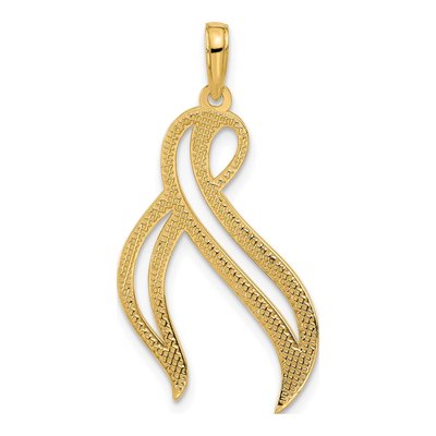 14K Yellow Gold Awareness Ribbon Pendant – view 3