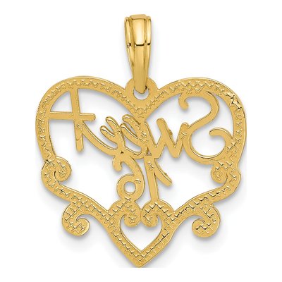 14K Yellow Gold Sweet 16-Heart Charm – view 4