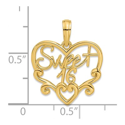 14K Yellow Gold Sweet 16-Heart Charm – view 5