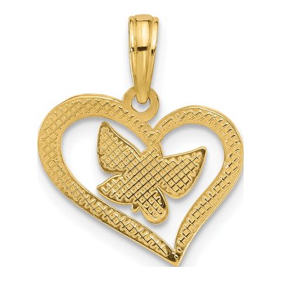14K Yellow Gold Heart Butterfly Pendant – view 4