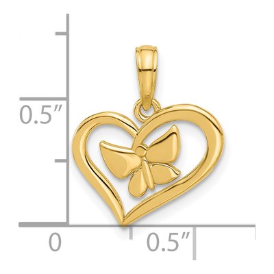 14K Yellow Gold Heart Butterfly Pendant – view 5