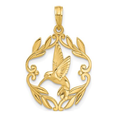 14K Yellow Gold Hummingbird Pendant