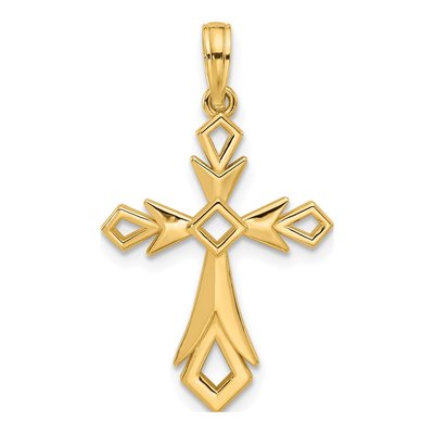 14K Yellow Gold Fancy Cross Charm