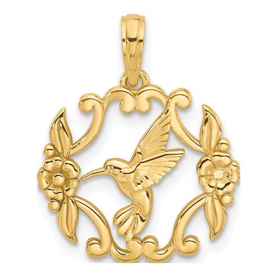 14K Yellow Gold Hummingbird Charm