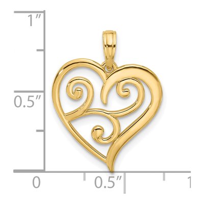 14K Yellow Gold Fancy Swirl Heart Charm – view 3