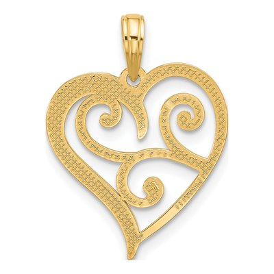 14K Yellow Gold Fancy Swirl Heart Charm – view 4