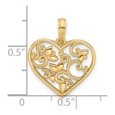 14K Yellow Gold Fancy Heart Charm – view 4