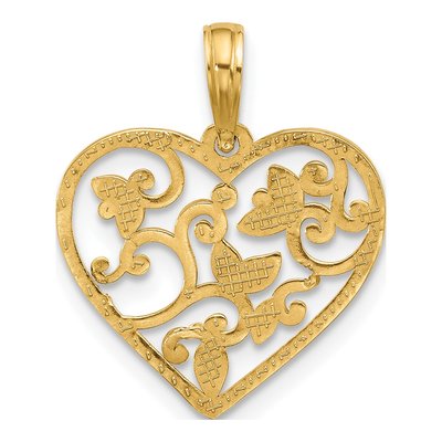 14K Yellow Gold Fancy Heart Charm – view 5