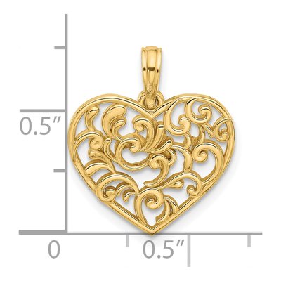 14K Yellow Gold Filigree Heart Pendant – view 3