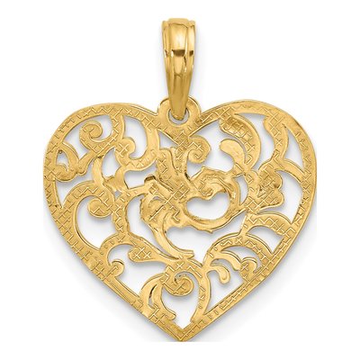 14K Yellow Gold Filigree Heart Pendant – view 4
