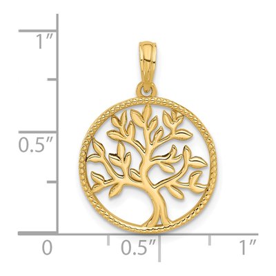 14K Yellow Gold Circle Tree Pendant – view 4
