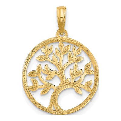14K Yellow Gold Circle Tree Pendant – view 5