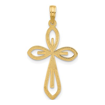 14K Yellow Gold Fancy Two Cross Pendant – view 4