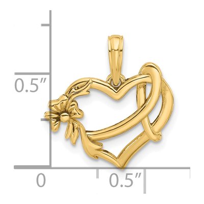 14K Yellow Gold Heart Ribbon Pendant – view 4